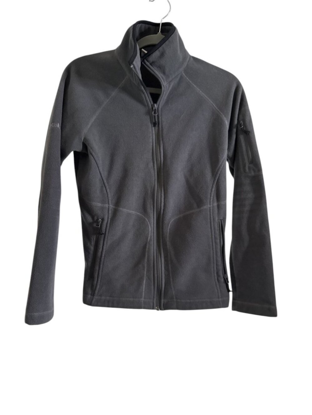 Columbia Womens Medium Grey Full Zip Mock Collar Fleece Long Sleeve Jacket